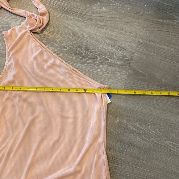 1. State The Artist Shadow One Shoulder Tie Neck Top. Pink. Small. Pastel - Picture 11 of 12
